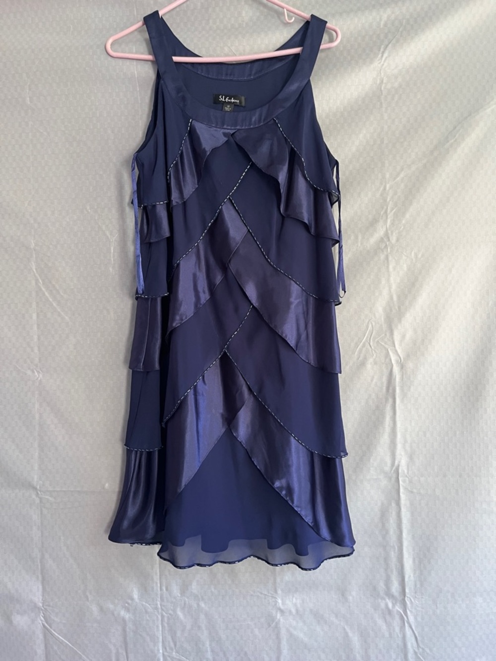 SL Fashions Deep Navy Layered Ruffle Dress - Picture 3 of 6